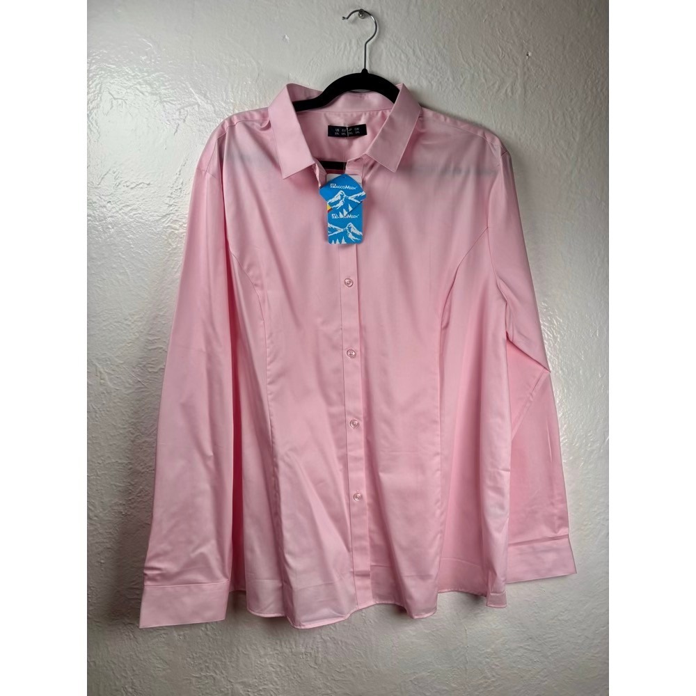 NWT Mens Pink Long Sleeve Button Down Dress Shirt Size 2XL Pastel Office Preppy